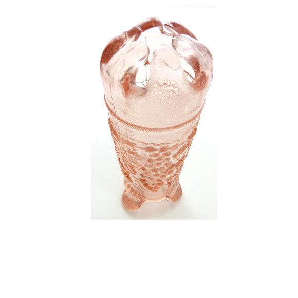 Pink Depression Grape & Cable Glass Hatpin Holder